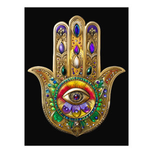 Painted Gold Hamsa Amethyst Ruby Third Eye Photo Print