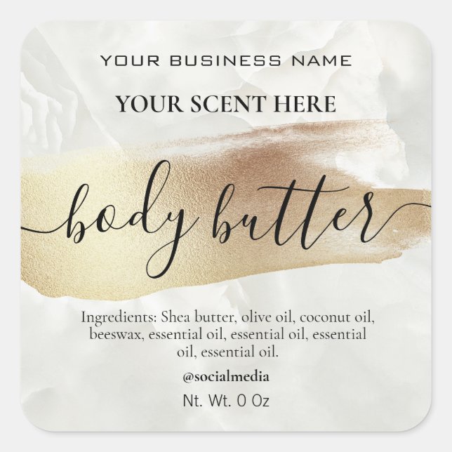 Painted Gold Line Marble Body Butter Labels (Front)