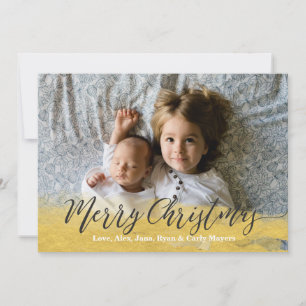 Painted Gold Merry Christmas Holiday Photocard