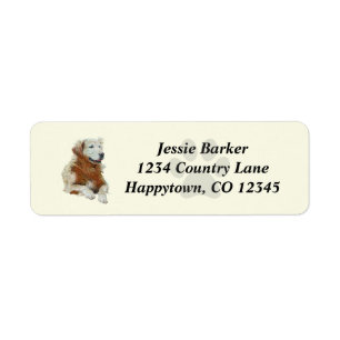 Painted Golden Retriever Return Address Label