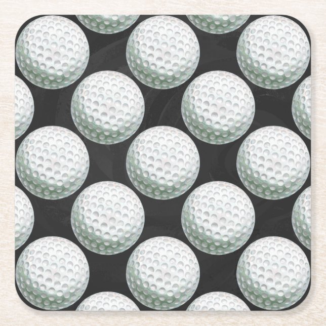 Painted Golf Ball Pattern Square Paper Coaster (Front)