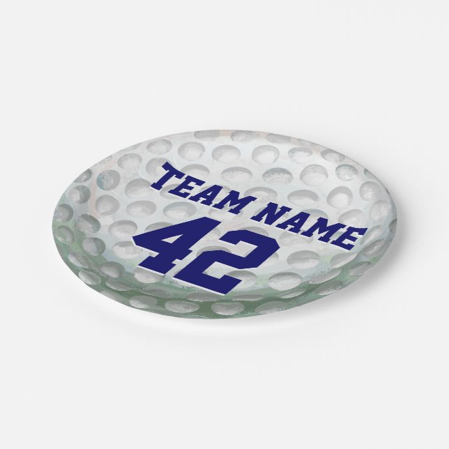 Painted Golf Ball with Name Paper Plate (Angled)