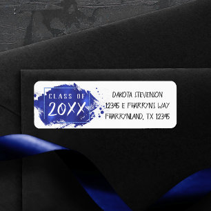 Painted Grad Blue Paint Splatter Return Address