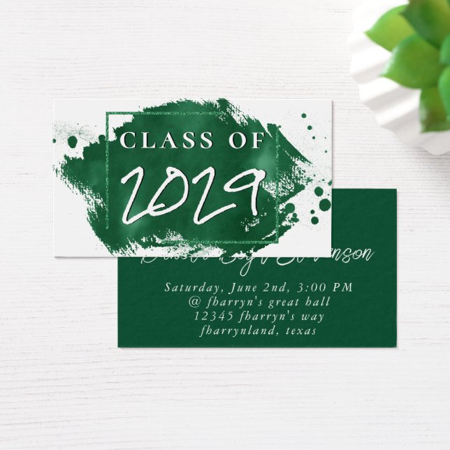 Painted Grad | Green Graduation Announcement (Desk)