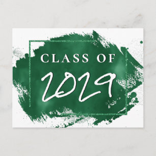 Painted Grad Green Splatter Brushstroke Party Invitation Postcard