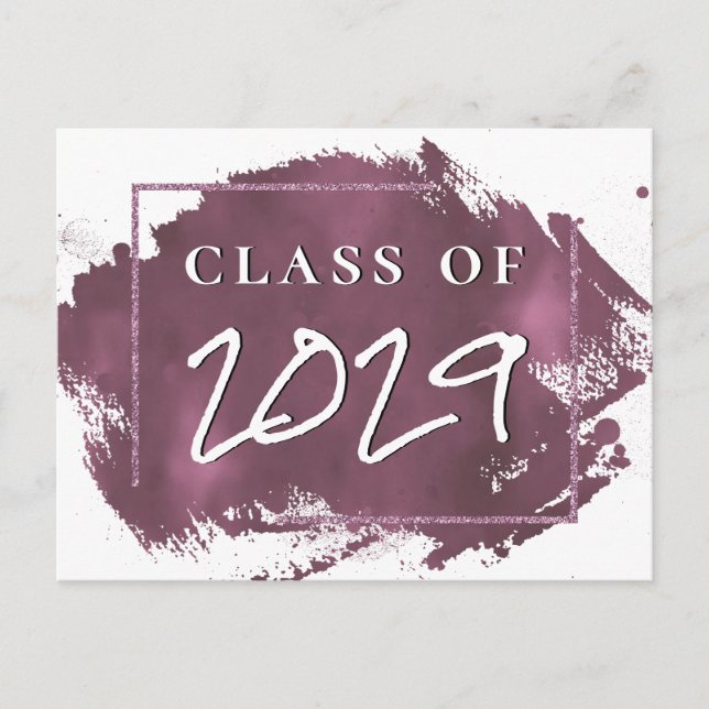 Painted Grad | Mauve Pink Splash Smudge Graduation Invitation Postcard (Front)