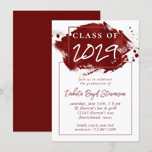 Painted Grad Red Splatter Brushstroke Party Invitation