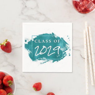 Painted Grad   Teal Splatter Brushstroke Party Napkin