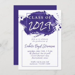 Painted Grad Violet Purple Splatter Brushstroke Invitation