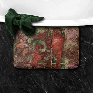 Painted Graffiti Grunge Autumn Red Green Rust Bath Mat