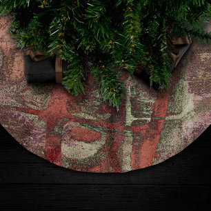 Painted Graffiti Grunge Autumn Red Green Rust Brushed Polyester Tree Skirt