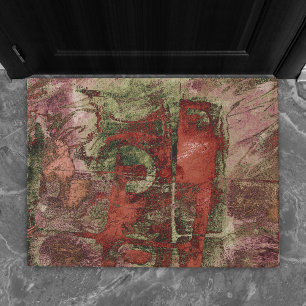 Painted Graffiti Grunge Autumn Red Green Rust Doormat
