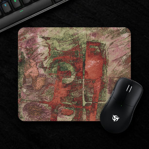 Painted Graffiti Grunge Autumn Red Green Rust Pink Mouse Mat