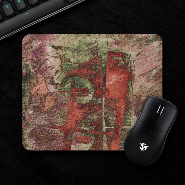 Painted Graffiti Grunge Autumn Red Green Rust Pink Mouse Mat (Creator Uploaded)