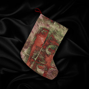 Painted Graffiti Grunge Autumn Red Green Rust Small Christmas Stocking
