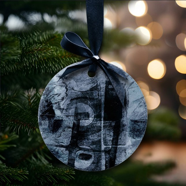 Painted Graffiti Grunge | Dark Navy and Denim Blue Ceramic Tree Decoration (Creator Uploaded)