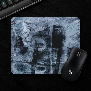 Painted Graffiti Grunge   Dark Navy and Denim Blue Mouse Mat