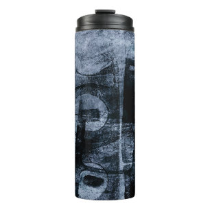 Painted Graffiti Grunge   Dark Navy and Denim Blue Thermal Tumbler