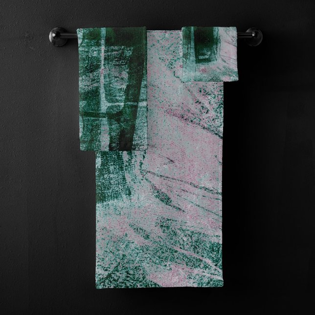 Painted Graffiti Grunge | Moody Plum Purple Green Bath Towel Set (Creator Uploaded)