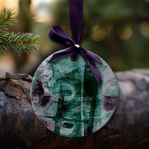 Painted Graffiti Grunge   Moody Plum Purple Green Ceramic Tree Decoration