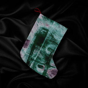 Painted Graffiti Grunge   Moody Plum Purple Green Small Christmas Stocking