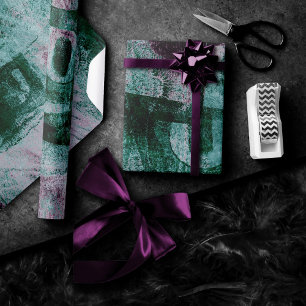 Painted Graffiti Grunge   Moody Plum Purple Green Wrapping Paper