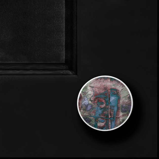 Painted Graffiti Grunge | Rust Red Blue Taupe Ceramic Knob (Creator Uploaded)
