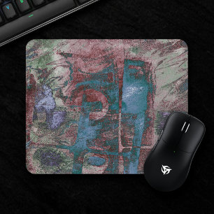 Painted Graffiti Grunge   Rust Red Blue Taupe Mouse Mat