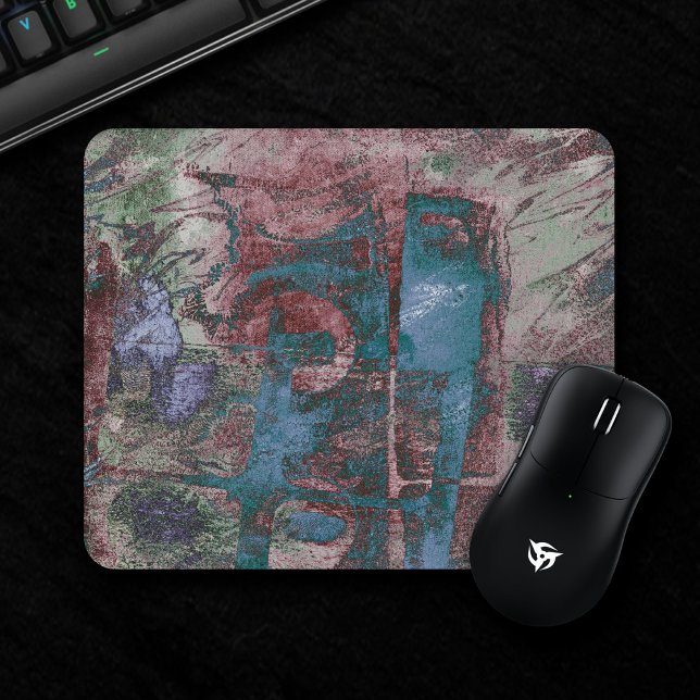 Painted Graffiti Grunge | Rust Red Blue Taupe Mouse Mat (Creator Uploaded)