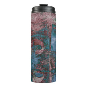 Painted Graffiti Grunge Rust Red Blue Taupe Thermal Tumbler