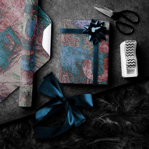 Painted Graffiti Grunge   Rust Red Blue Taupe Wrapping Paper