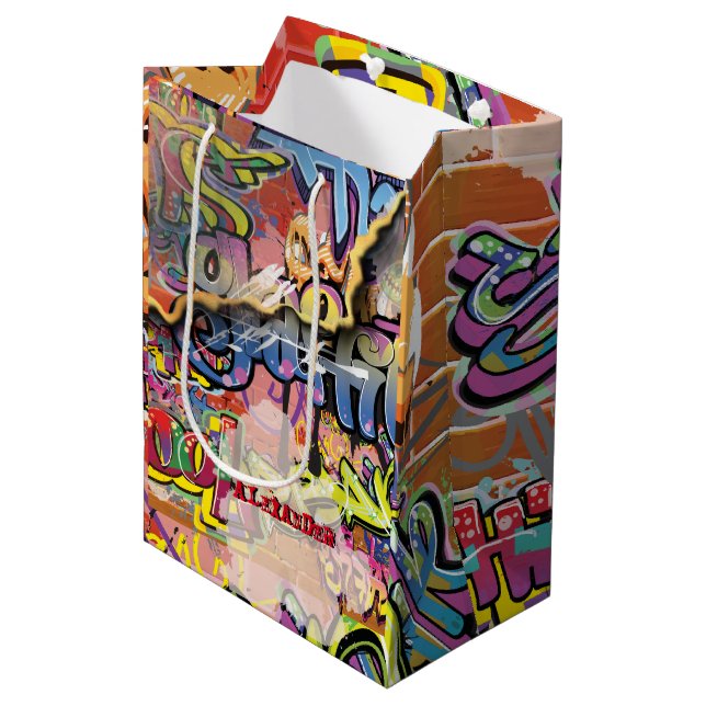 PAINTED Graffiti scribbled scratched brickS Medium Gift Bag (Front Angled)