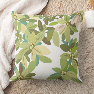 Painted Green Leaves Botanical Greenery Art Cushion