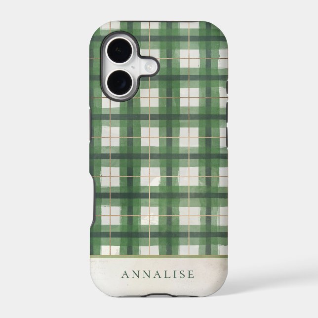 Painted Green Winter Plaid Pattern (Back)