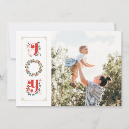 Painted Greenery Family Photo Happy Holidays Card