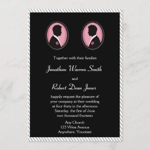 Painted Groom Silhouettes Gay Wedding Invitation