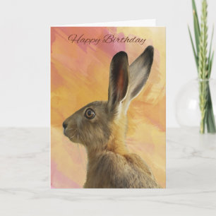 Painted Hare birthday greeting card