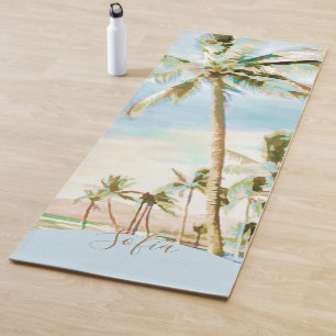 Painted Hawaiian Beach Mauna Lani Bay, Blue Yoga Mat