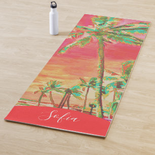 Painted Hawaiian Beach Mauna Lani Bay, CoralOrange Yoga Mat