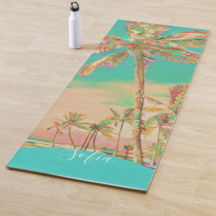 Painted Hawaiian Beach Mauna Lani Bay, Teal Yoga Mat