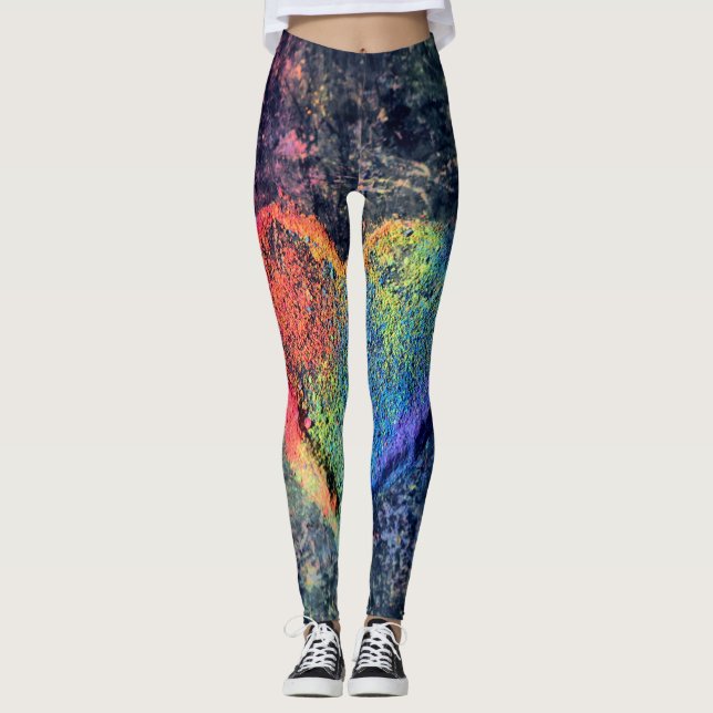 Painted Heart All-Over-Print Leggings (Front)