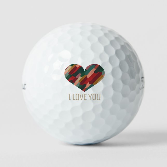 Painted Heart Custom Personalised Golf Balls (Front)
