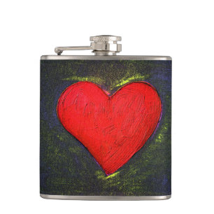 Painted Heart Flask