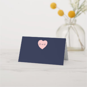 Painted Heart   Navy Wedding Folded Place Cards
