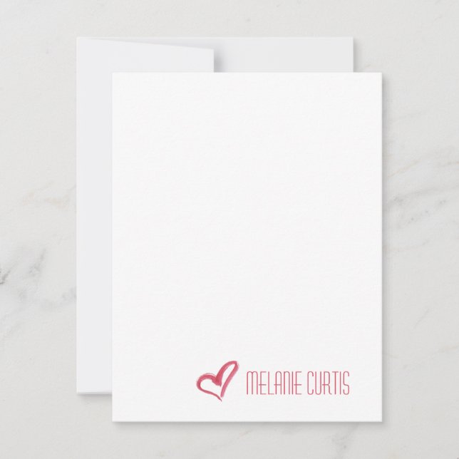 Painted Heart  Personalised Stationery Note Card (Front)