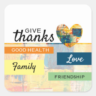 Painted Heart, Thanksgiving Square Sticker