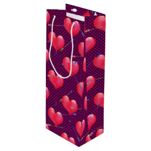 Painted Hearts and Arrows   Valentine's Day Wine Gift Bag