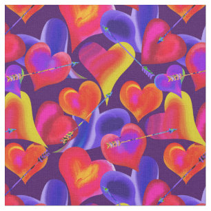 Painted Hearts and Hearts   Valentine's Day Fabric
