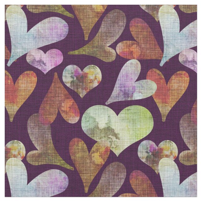 Painted Hearts Combed Cotton (56" width) Fabric (Close Up)