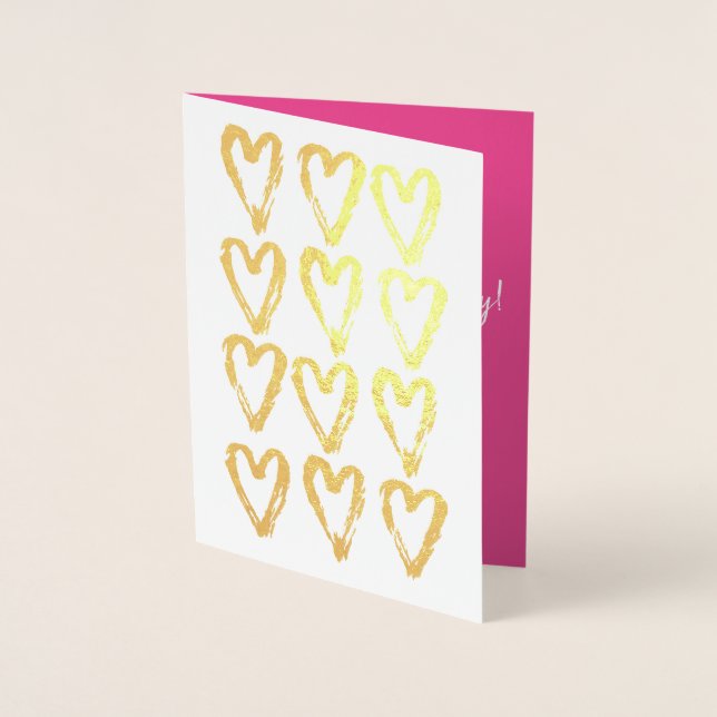 Painted Hearts Happy Valentine's Day Foil Card (Front)